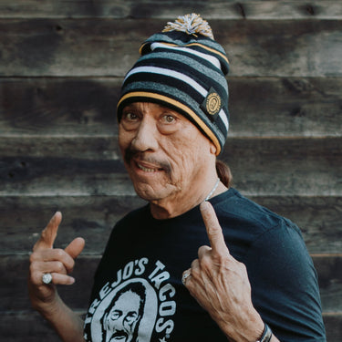 Black / Gold / Grey Stripe Pom Pom Beanie (Trejo's Cerveza) - The Pepper Pantry (Formerly Marie Sharp's)